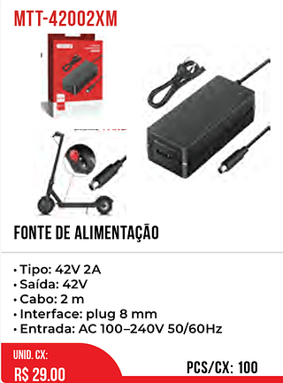 FONTE DE ALIMENTAÇÃO 42V 2A 100pç=29$