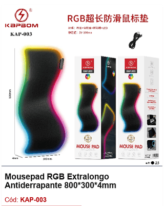 Mousepad RGB Extralongo Antiderrapante R$ 26,1 PCS/CX:50