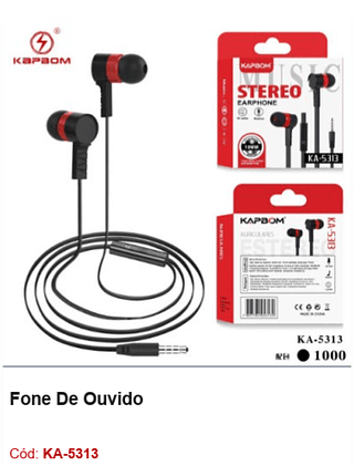 Fone De Ouvido R$2,52 PCS/cx:1000