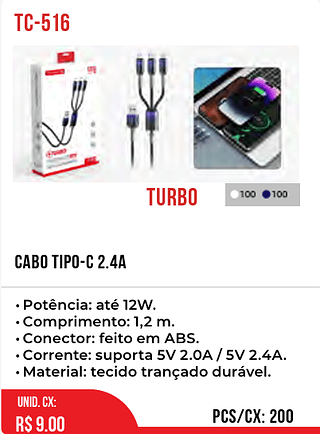 CABO TIPO-C 2.4A 200pç=9$