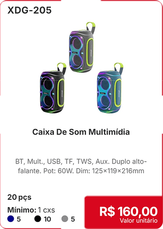 Caixa De Som Multimídia 20 pçs R$ 160.00