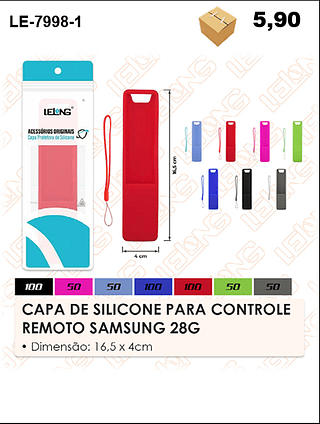 CAPA DE SILICONE PARA CONTROLE REMOTO SAMSUNG 28G 500PÇ=5,9$