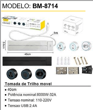 Tomada de Trilho movel 30PCS/CX Unid.CX:90,00
