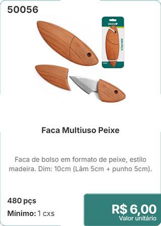 Faca Multiuso Peixe 480 pçs R$ 6.00