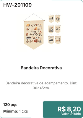 Bandeira Decorativa 120 pçs R$ 8.20