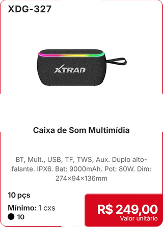 Caixa de Som Multimídia 10 pçs R$ 249,00