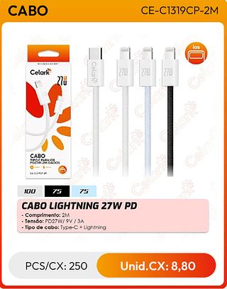 CABO LIGHTNING 27W PD PCS/CX: 250 Unid.CX: 8,80