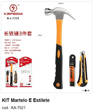 KIT Martelo E Estilete R$ 19,8 PC/CX:50