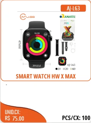 SMART WATCH HWXMAX UNID.CX: RS 75.00 PCS/CX:100