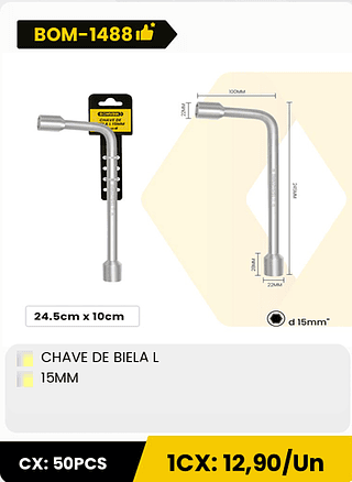 CHAVE DE BIELA L 15MM CX: 50PCS 1CX: 12,90/Un