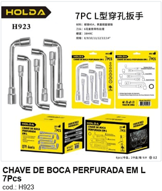 CHAVE DE BOCA PERFURADA EM L 7Pcs R$ 35,1 PC/CX:12