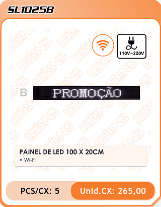 PAINEL DE LED 100 X 20CM 5PÇ=265$
