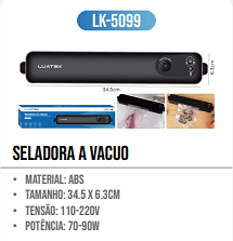 seladora A VACUO PCS/CX: 40 UNID. CX: r$ 25,00