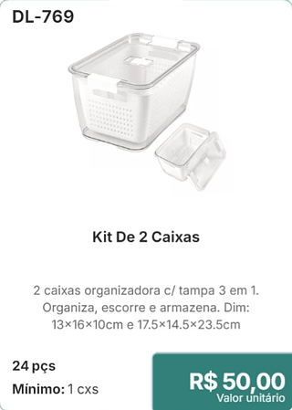 Kit De 2 Caixas 24 pçs R$ 50.00