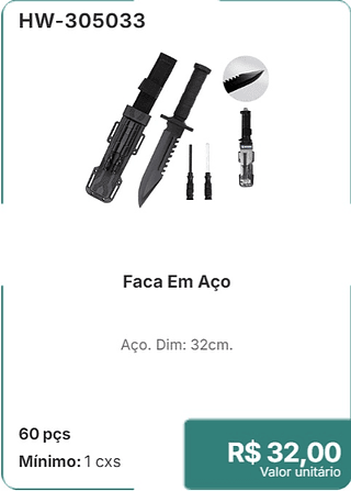 Faca Em Aço 60 pçs R$ 32,00