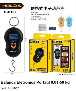 Balança Eletrônica Portátil 0,01-50 kg R$ 9,45 PC/CX:100