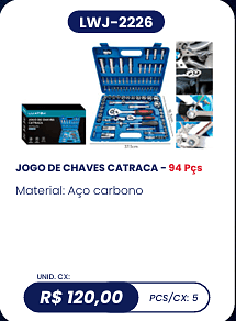 JOGO DE CHAVES CATRACA - 94 Pçs UNID. CX: R$ 120,00 PCS/CX: 5