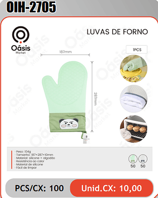LUVAS DE FORNO PCS/CX:100 Unid.CX: 10,00