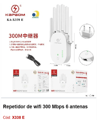 Repetidor de wifi 300 Mbps 6 antenas R$ 49,5 PCS/CX:50