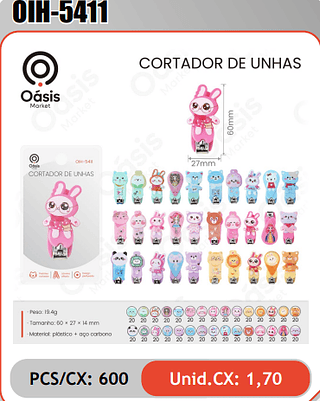 CORTADOR DE UNHAS PCS/CX: 600 Unid.CX: 1,70