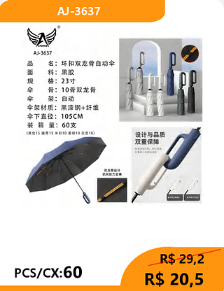 Guarda Chuva PCS/CX:60 R$ 20,5
