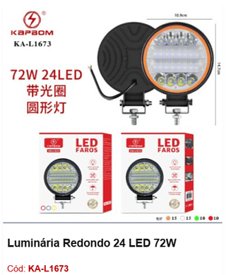 Luminária Redondo 24 LED 72W R$ 17,1 PCS/Cx: 50