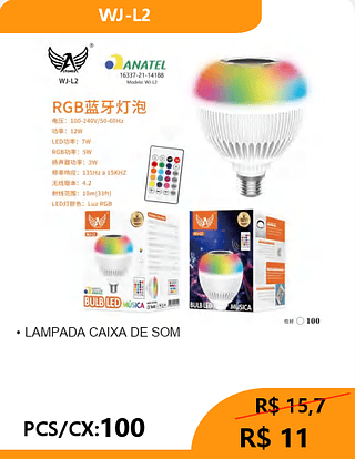 LAMPADA CAIXA DE SOM PCS/CX:100 R$ 11