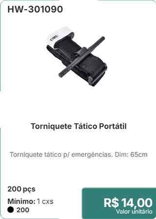Torniquete Tático Portátil 200 pçs R$ 14.00