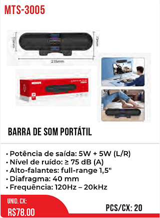 BARRA DE SOM PORTÁTIL 20pç=78$
