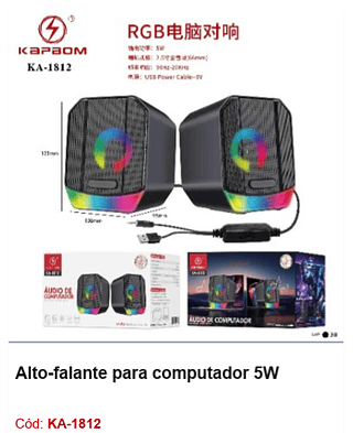 Alto-falante para computador 5W R$38,7 PCS/CX:30