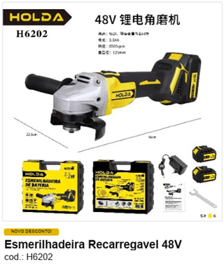 Esmerilhadeira Recarregavel 48V R$ 234 PC/CX:6