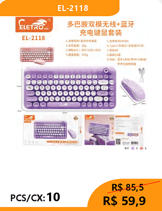 KIT TECLADO E MOUSE PCS/CX:10 R$59,9
