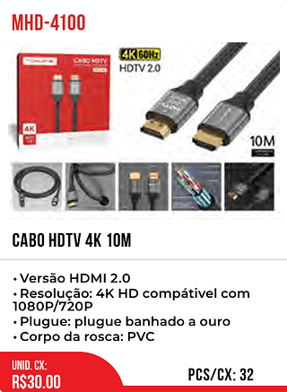 CABO HDTV 4k 10m 32pç=30$
