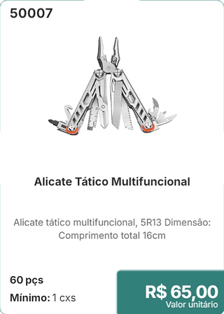 Alicate Tatico Multifuncional 60 pçs R$ 65,00