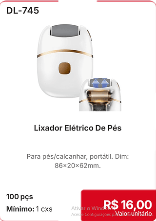 Lixador Elétrico De Pés 100 pçs R$ 16.00