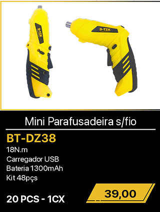 Mini Parafusadeira s/fio 20PCS R$39,00