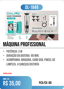 máquina profissional PCS/CX: 80 UNID. CX: r$ 35,00
