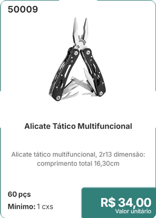 Alicate Tático Multifuncional 60 pçs R$ 34