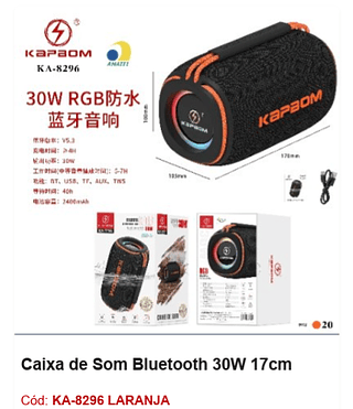 Caixa de Som Bluetooth 30W 17cm R$69,3 PCS/CX:20