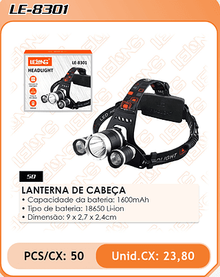 LANTERNA DE CABEÇA 50PÇ=23,8$
