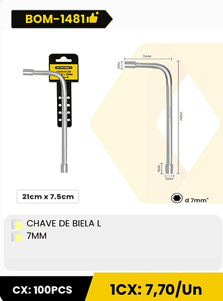 CHAVE DE BIELA L 7MM CX: 100PCS 1CX: 7,70/Un