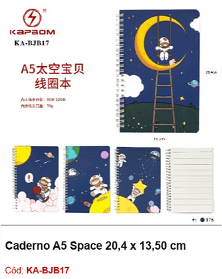 Caderno A5 Space 20,4 x 13,50 cm R$ 6,12 PCS/CX: 176