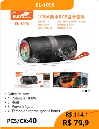 CAIXA DE SOM PCS/CX:40 R$79,9