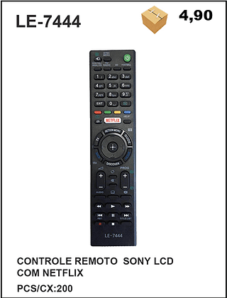 CONTROLE REMOTO SONY LCD COM NETFLIX 200PÇ=4,9$