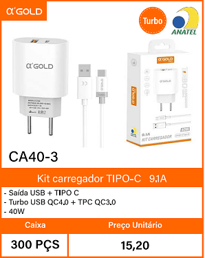 Kit carregador TIPO-C9.1A Caixa 300 PCS Preco Unitario 15,20