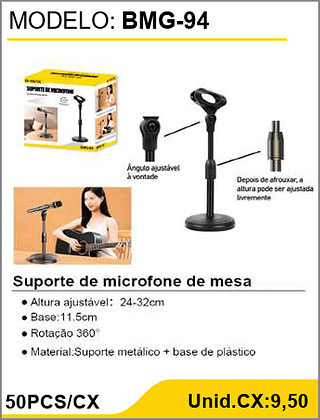 Suporte de microfone de mesa 50PCS/CX Unid.CX:9,50