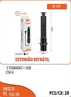 EXTENSÃO RETRÁTIL UNID.CX:RS 100.00 PCS/CX:20