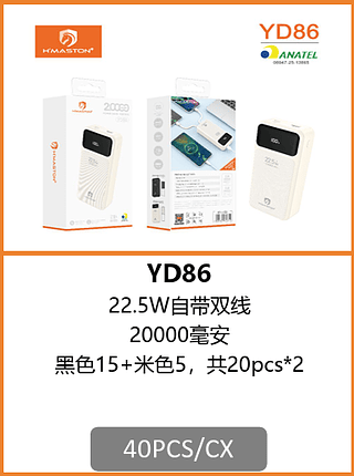 POWER BANK 20000mAh 40PCS/CX R$:55,88