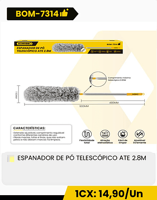 ESPANADOR DE PÓ TELESCÓPICO ATE 2.8M CX: 60PCS 1CX: 14,90/Un
