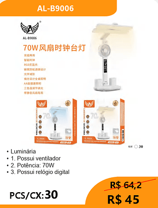Luminária PCS/CX:30 R$ 45
